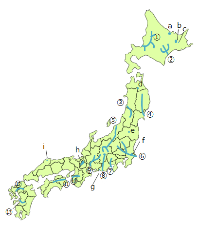 中学地理 日本の主な川と湖まとめと問題